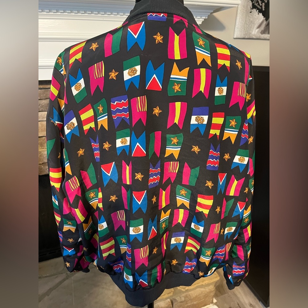 Colorful Geometric Patterned Bomber Jacket - image 6